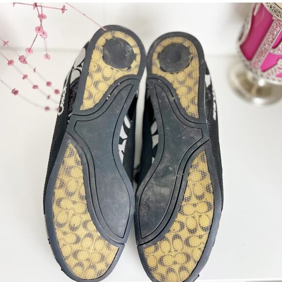 Coach Hadley Monogram Signature Jacquard Suede Sneakers Black White Size 8.5 M - Picture 12 of 16